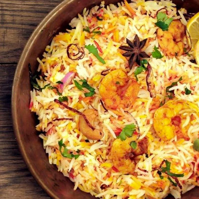 Prawn Biryani With Raita